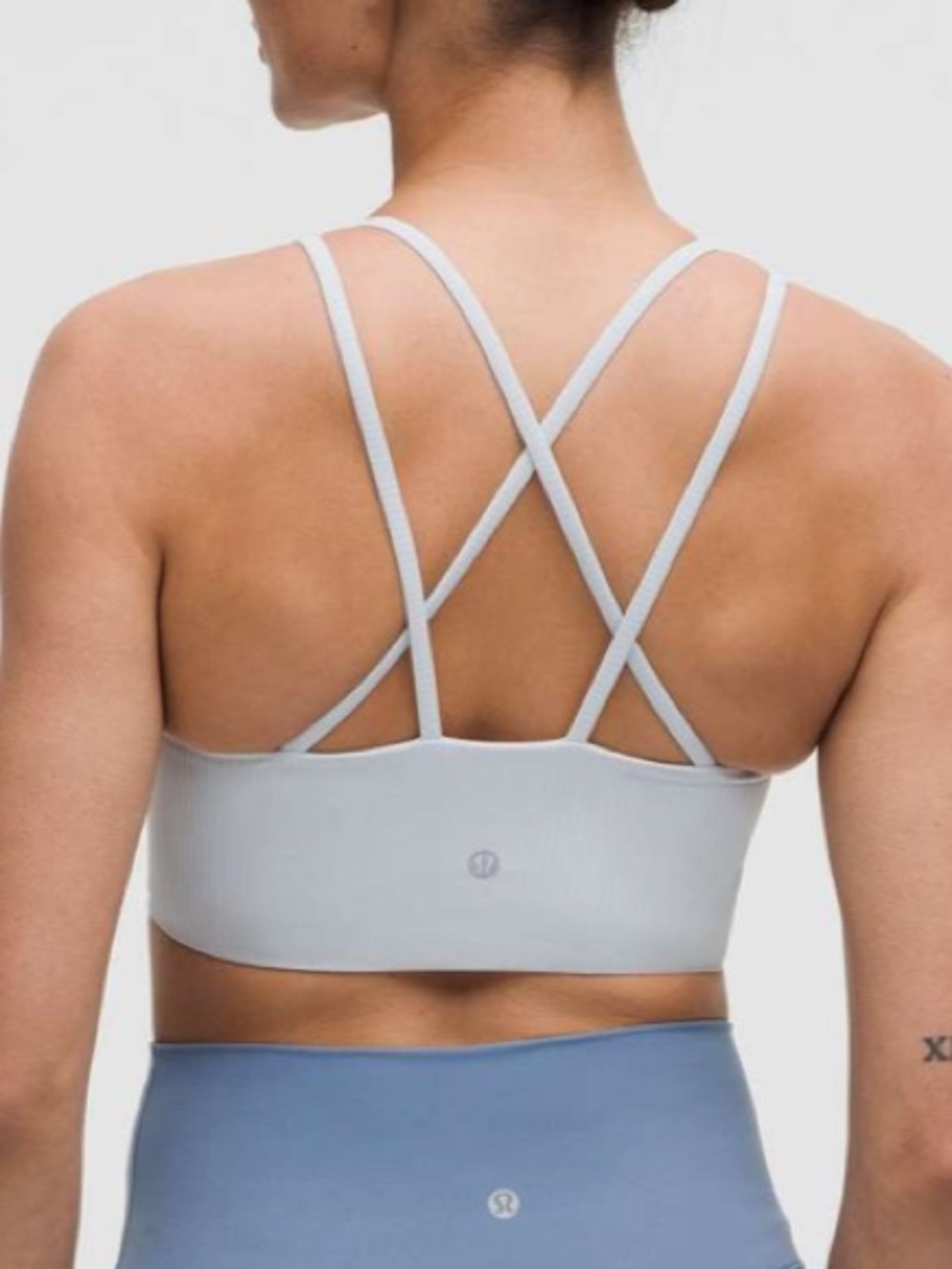 Lululemon Like A Cloud Ribbed Longline Bra Light Support Starch Blue Grey 4